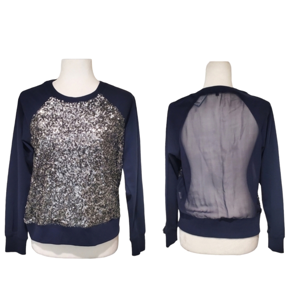 Funktional Sweatshirt Womens XSmall Blue Back Panel Long Sleeve Sequin front Top